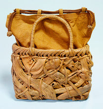 Load image into Gallery viewer, Japanese-made wild grape vine basket bag (Mini Basket) with a messy weave (interior: wild grape vine-dyed canvas)