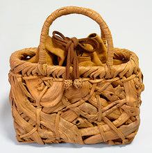 Load image into Gallery viewer, Japanese-made wild grape vine basket bag (Mini Basket) with a messy weave (interior: wild grape vine-dyed canvas)
