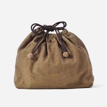 Load image into Gallery viewer, Japanese wild grape vine basket bag (Pochette Stone Crest) with drawstring and leather shoulder strap