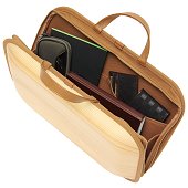 Monacca Wooden Bag Plain/Mocha no shoulder strap in the bag