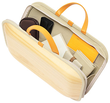 Contents of Monacca Wooden Bag Plain no shoulder strap