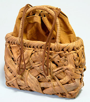 Japanese-made wild grape vine basket bag (Mini Basket) with a messy weave (interior: wild grape vine-dyed canvas)