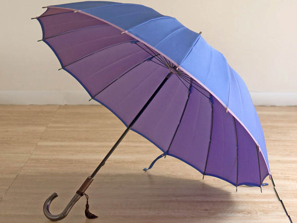 Koshu-woven double-sided plain umbrella (Cerulean front/Lavender back), 55cm main rib, 16 carbon ribs (995306)