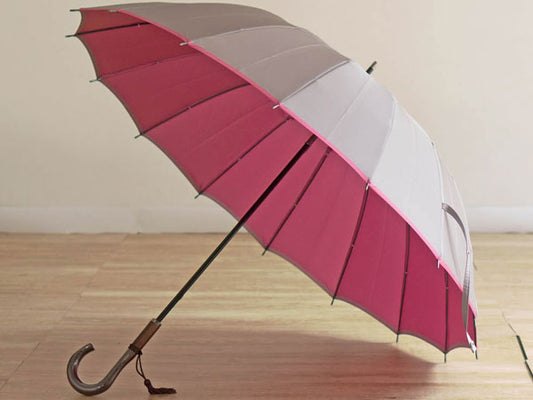 Koshu-woven double-sided plain umbrella (Gray front/Rose pink back)