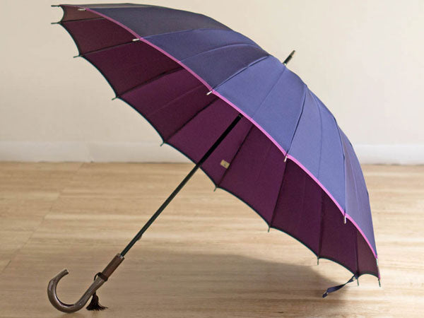 Koshu-woven double-sided plain umbrella (Kasane) (Navy front/Purple back)