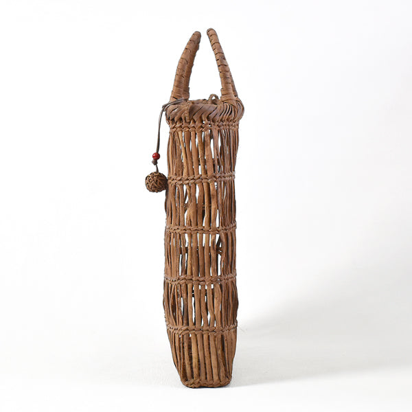 Japanese wild grape vine basket bag (Openwork Shoulder Bag) (with leather shoulder strap)