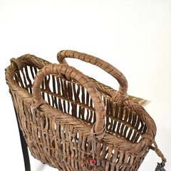 Japanese wild grape vine basket bag (Openwork Shoulder Bag) (with leather shoulder strap)