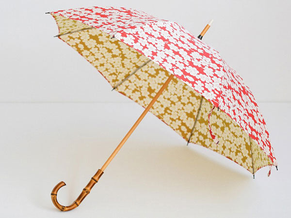 "Isamoyo Furoshiki" Long Umbrella (Weeping Cherry Blossom Design) for Rain or Shine