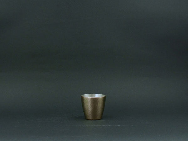 Hammered copper sake cup, large, gold
