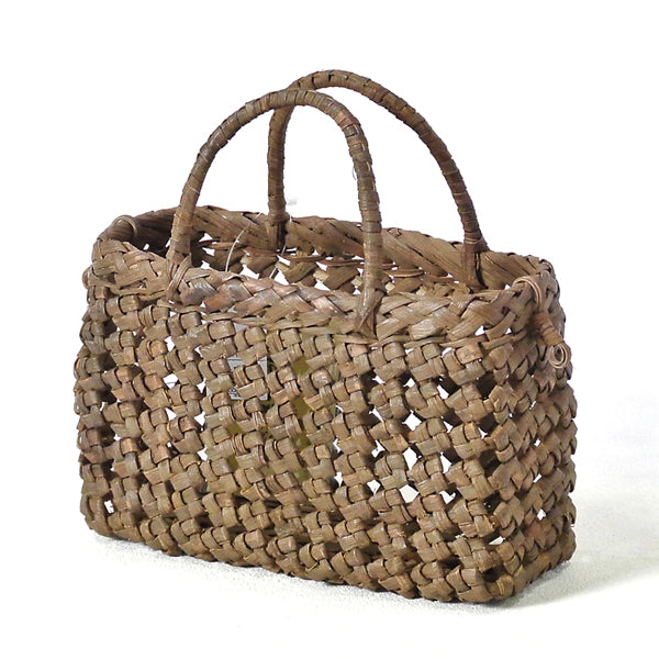 Japanese wild grape vine basket bag (Mini Bag - Cobblestone) with leather shoulder strap