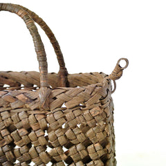 Japanese wild grape vine basket bag (Mini Bag - Cobblestone) with leather shoulder strap
