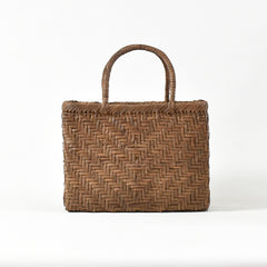 Japanese Wild Grape Vine Basket Bag (Variegated Ajiro V-Shaped Medium)