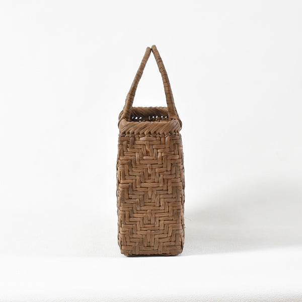 Japanese Wild Grape Vine Basket Bag (Variegated Ajiro V-Shaped Medium)