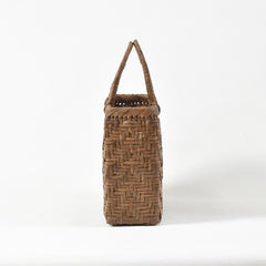 Japanese Wild Grape Vine Basket Bag (Variegated Ajiro V-Shaped Medium)
