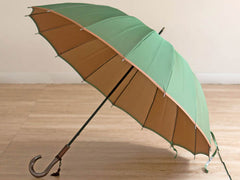 Koshu-woven double-sided plain umbrella (Green front/Camel  back)