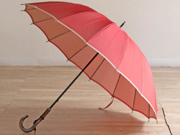 Koshu-woven double-sided Plain Umbrella "Kasane" (Coral Red front/Ivory back)