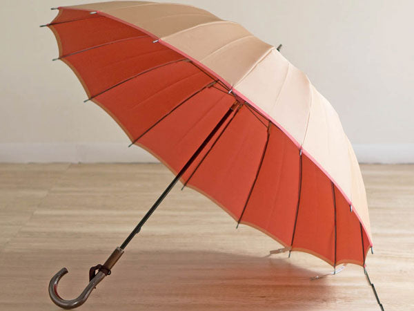 Koshu-ori Double-Sided Solid Color Umbrella, Kasane (Front: Beige / Back: Pink, 55cm Ribs, 16 Carbon Ribs) (995306)