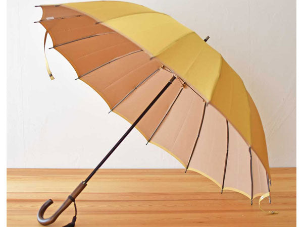 Koshu-woven double-sided plain umbrella (front: mustard/back: beige), 55cm ribs, 16 carbon ribs (995306)