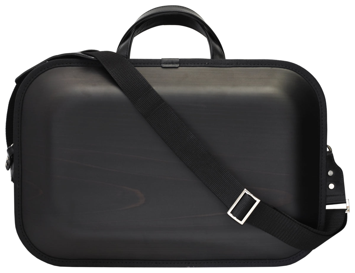 Wooden bag monacca kaku Black (with shoulder strap)
