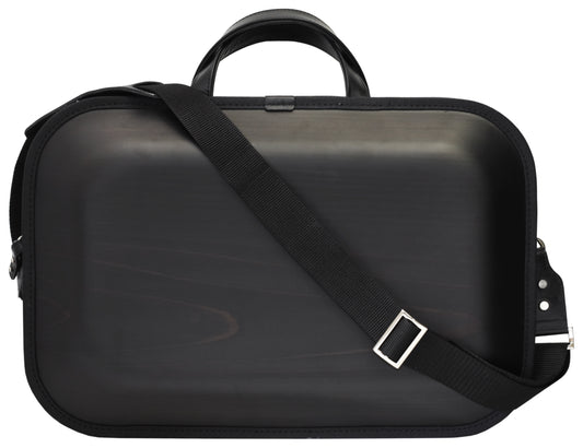Wooden bag monacca kaku Black (with shoulder strap)