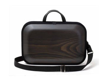 Wooden bag monacca kaku Black (with shoulder strap)